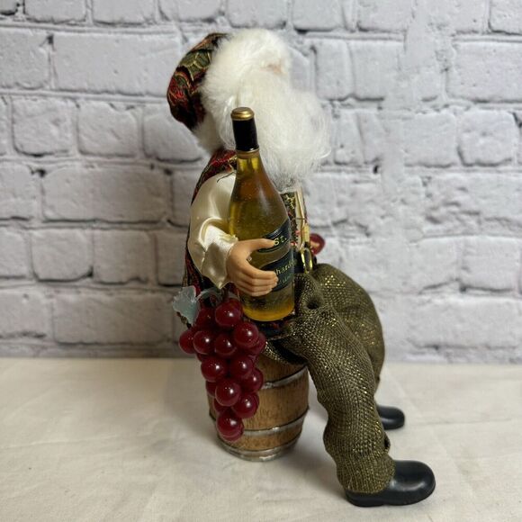 Karen Didion Original Collectible Santa Wine Santa Wine Barrel Grapes EXCELLENT - Picture 2 of 8